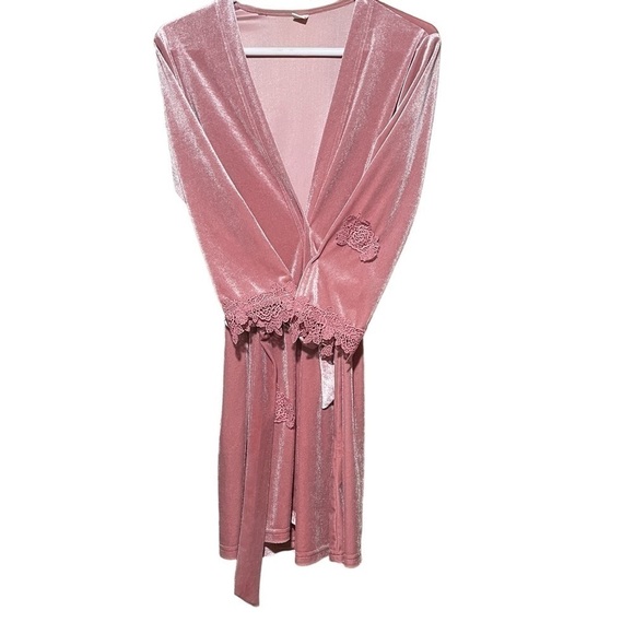 Kaorou Pink Velvet Kimono/Robe/Dressing Gown - Size Large fits Small- Very Soft - Picture 3 of 6